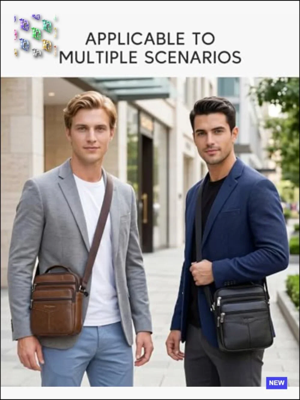 Vegan Leather Messenger Bag Crossbody Sling Shoulder Purse for Men